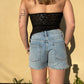 Asymmetrical Hem Tube Lace Top