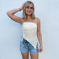 Asymmetrical Hem Tube Lace Top