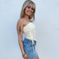 Asymmetrical Hem Tube Lace Top