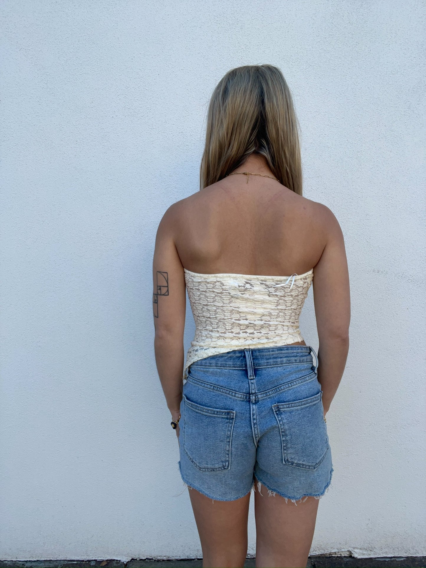 Asymmetrical Hem Tube Lace Top