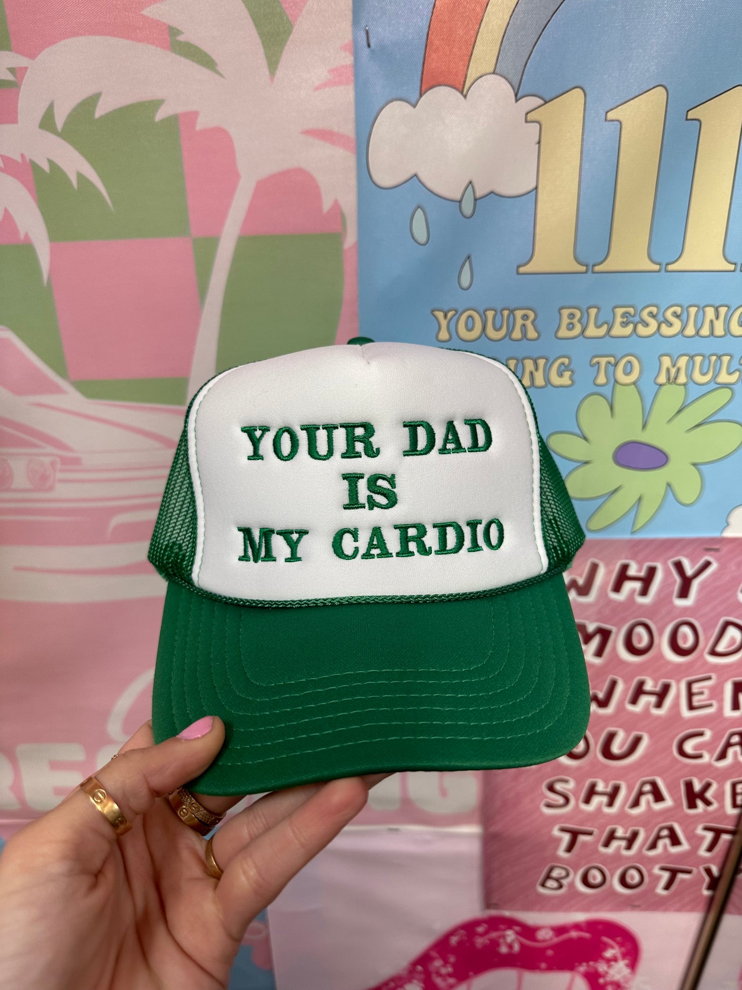 Your Dad Is My Cardio Trucker Hat: Green