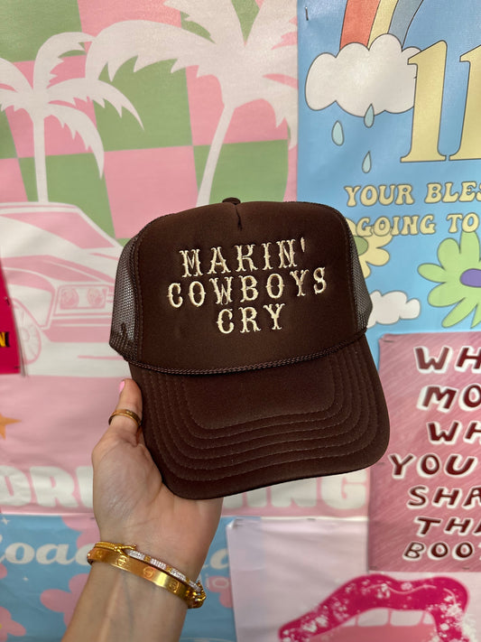 Makin' Cowboys Cry Trucker Hat: Brown/Tan