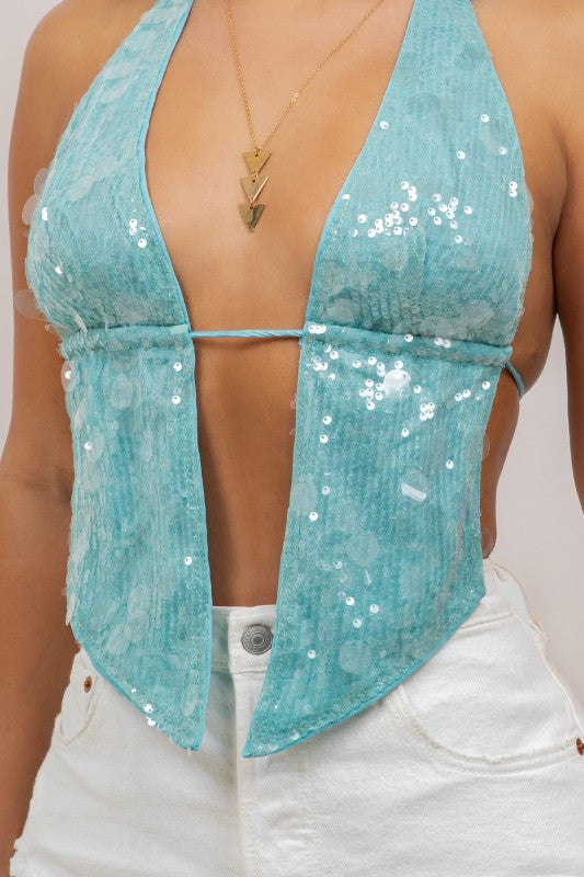 Mermaid Open Back Halter Top