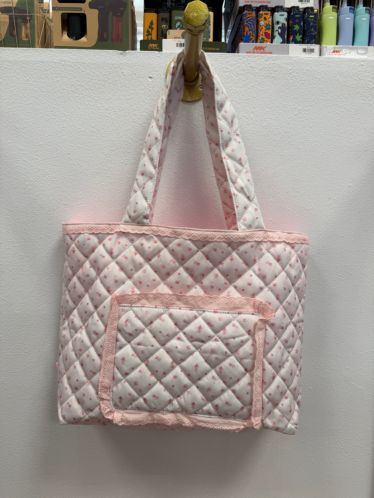 Pink Floral Lace Tote