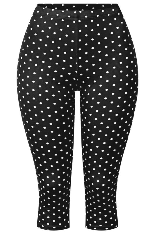Polka Dot mid-waisted basic capri leggings