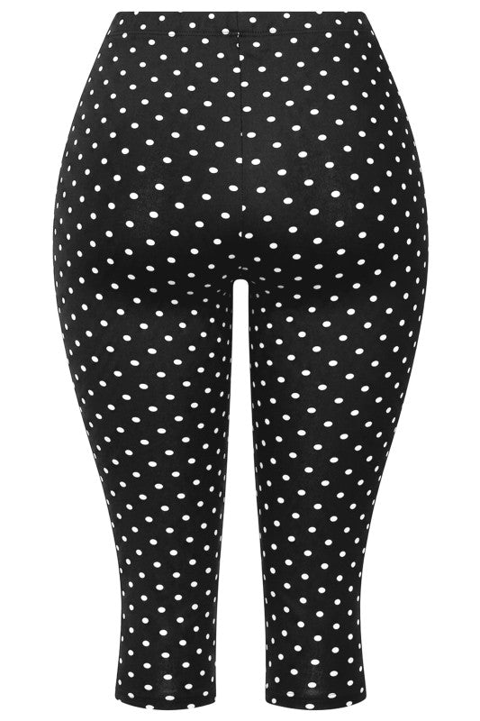 Polka Dot mid-waisted basic capri leggings