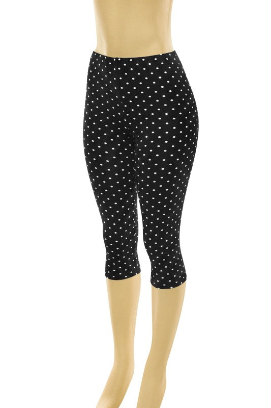 Polka Dot mid-waisted basic capri leggings