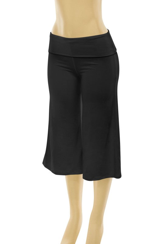 Mid-Waisted Foldover Gaucho Pants