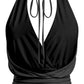 Halter Draped Crossover Open Back