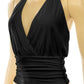 Halter Draped Crossover Open Back