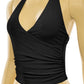 Halter V-neck Open Back