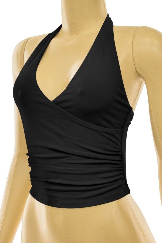 Halter V-neck Open Back