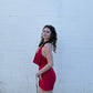 Cowl Neck Halter Open Back Mini Dress