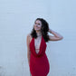 Cowl Neck Halter Open Back Mini Dress