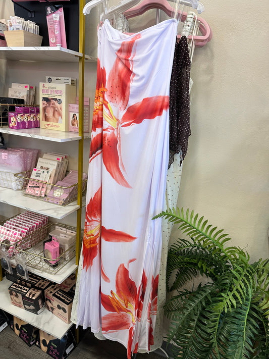 Mesh Tropical Maxi Dress
