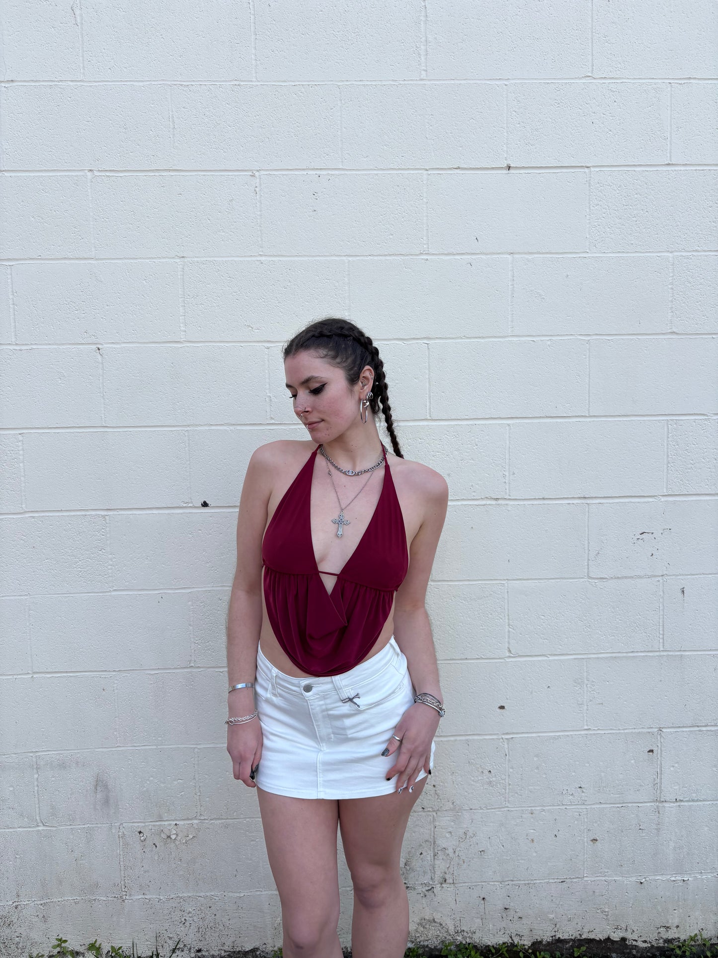 Going Out Cowl Neck Open Back Top