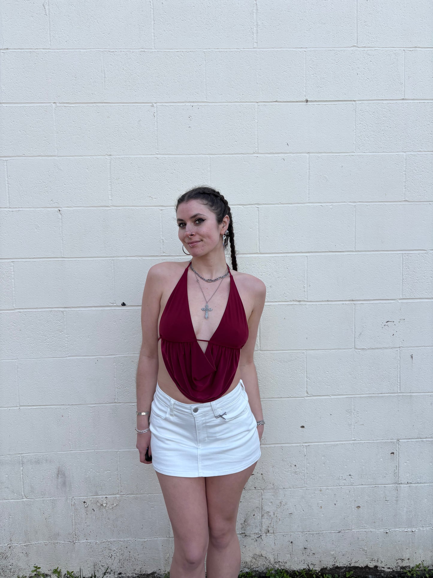 Going Out Cowl Neck Open Back Top