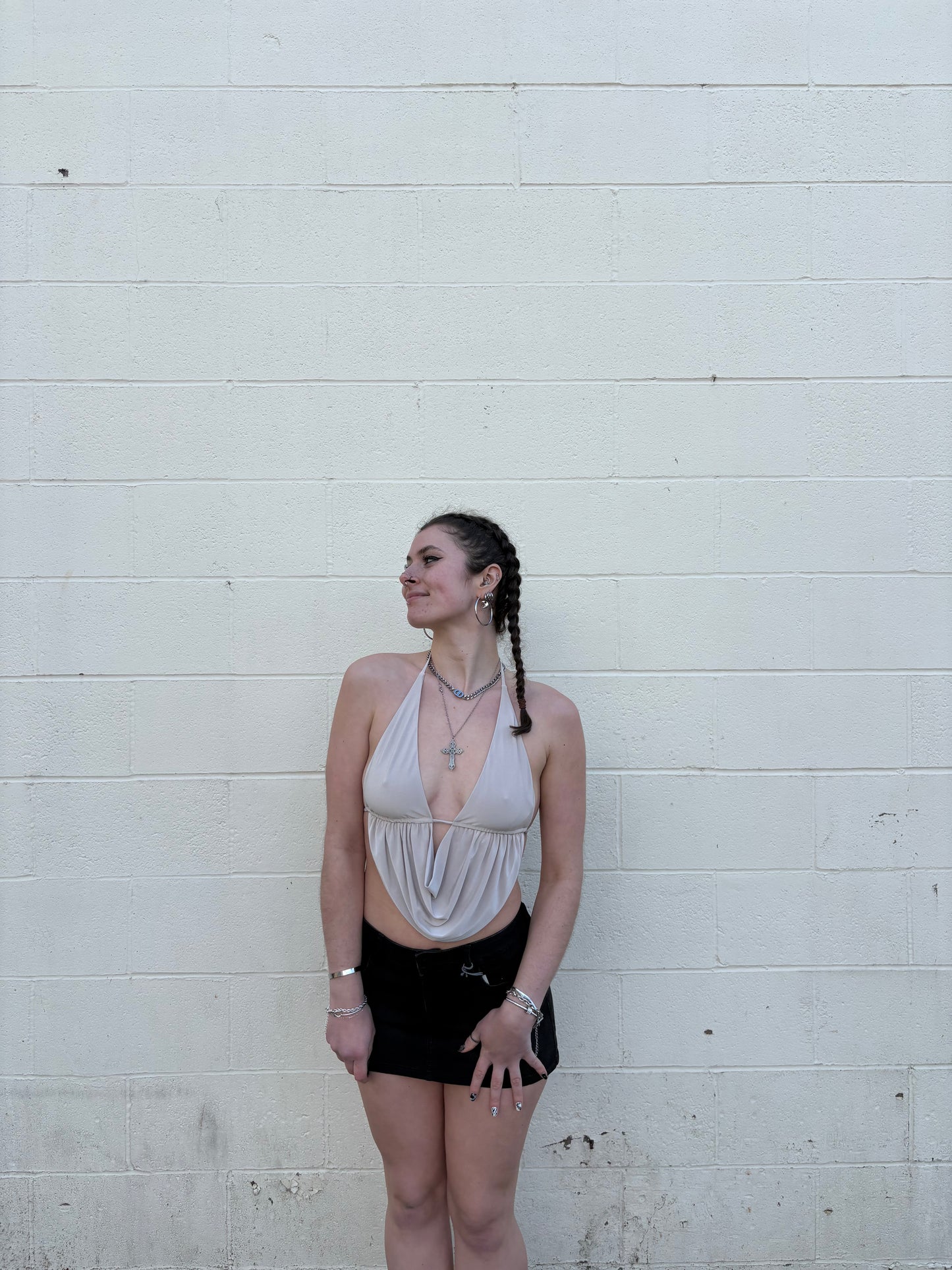 Going Out Cowl Neck Open Back Top