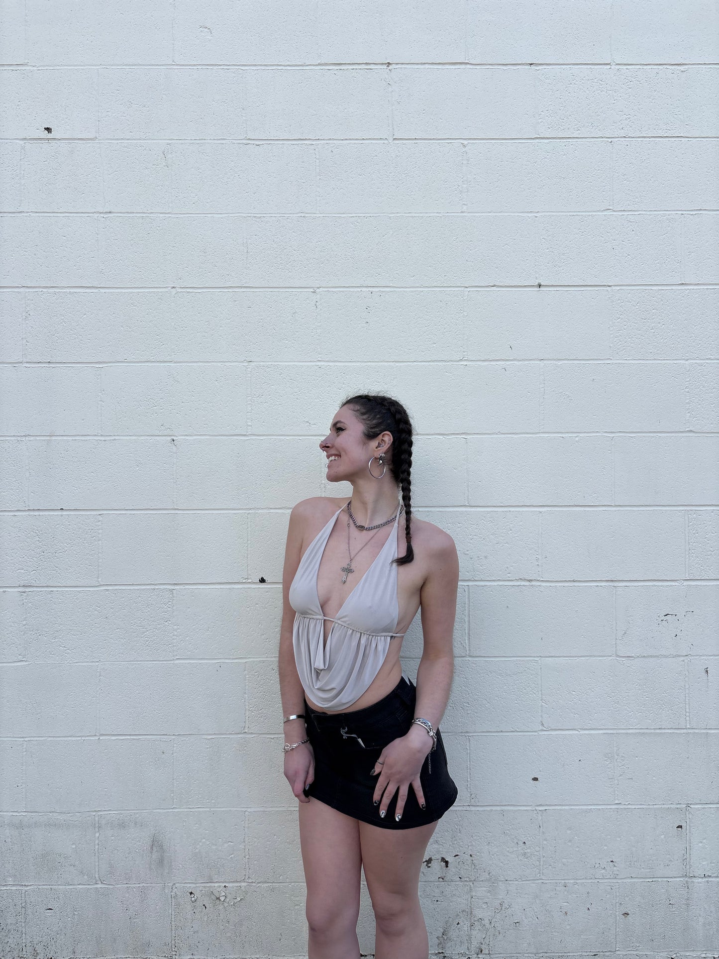 Going Out Cowl Neck Open Back Top