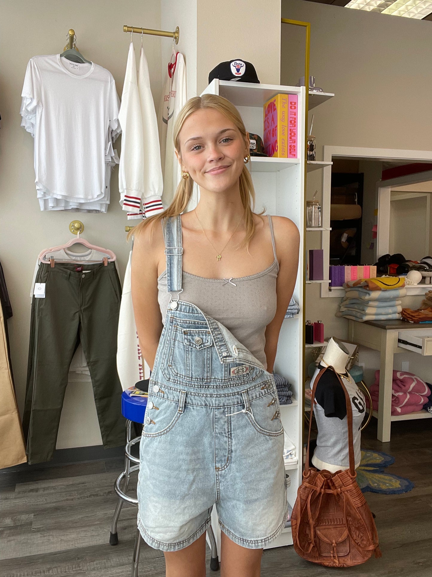 Light Denim Short Overalls