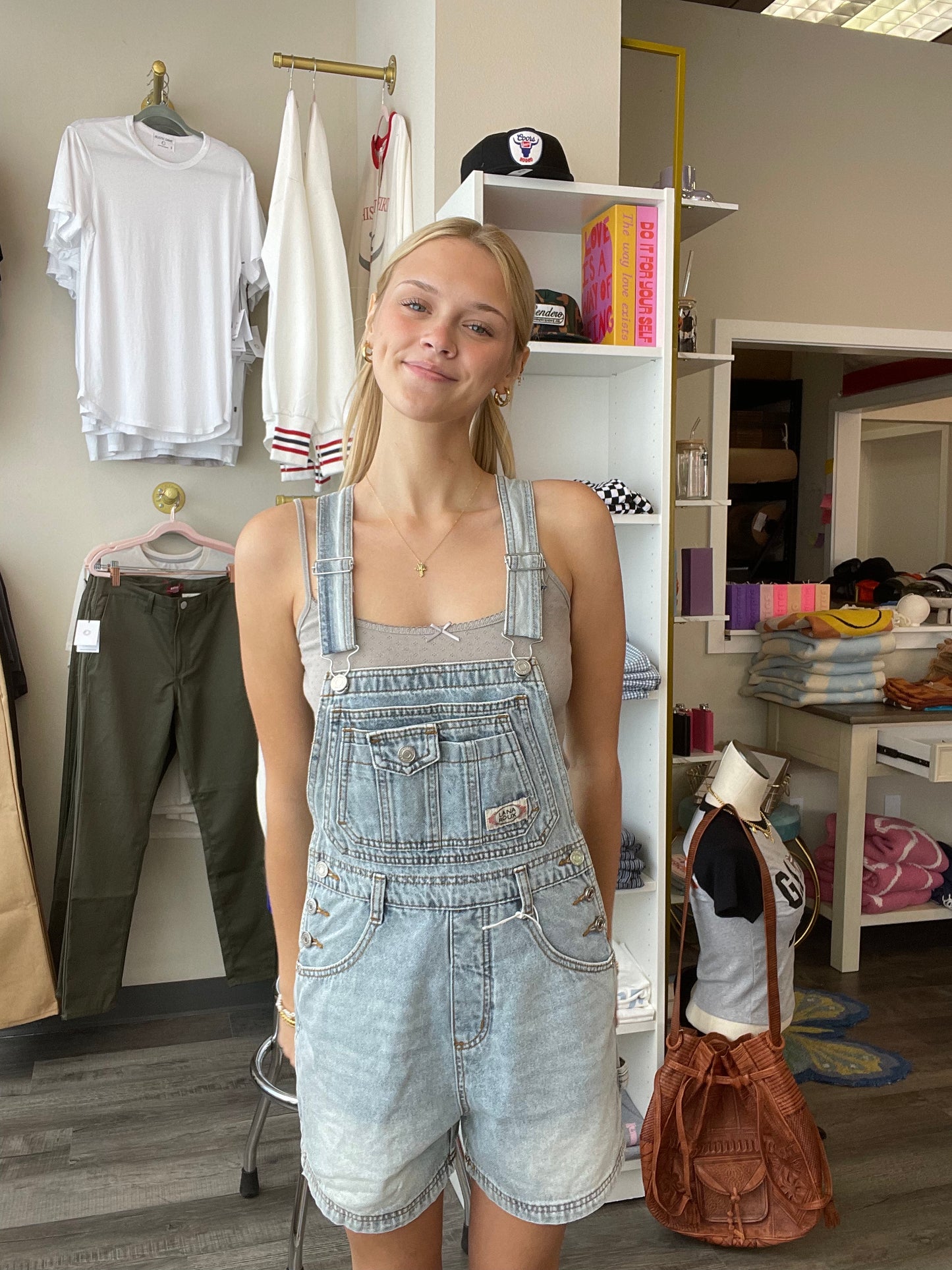 Light Denim Short Overalls