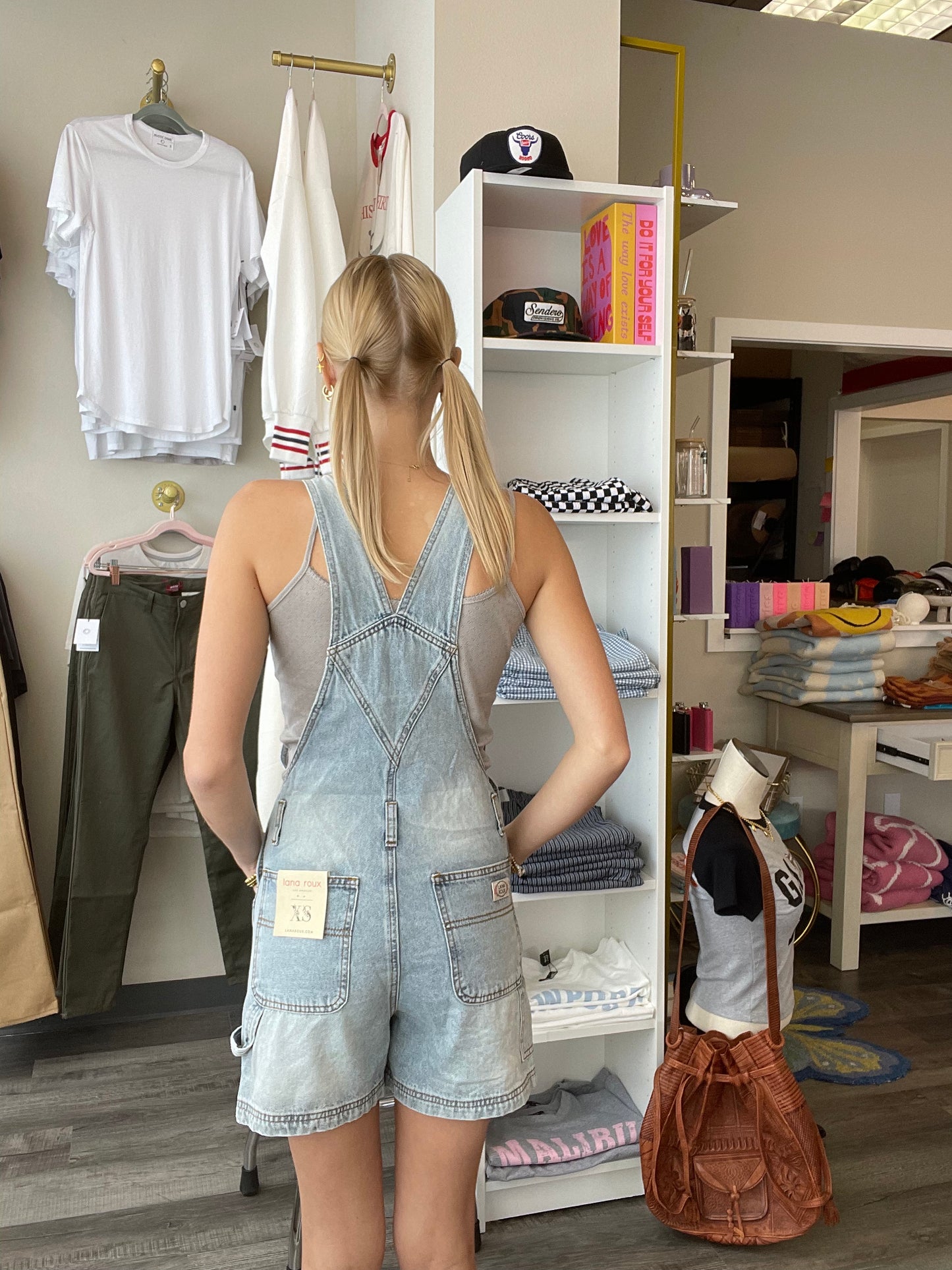 Light Denim Short Overalls