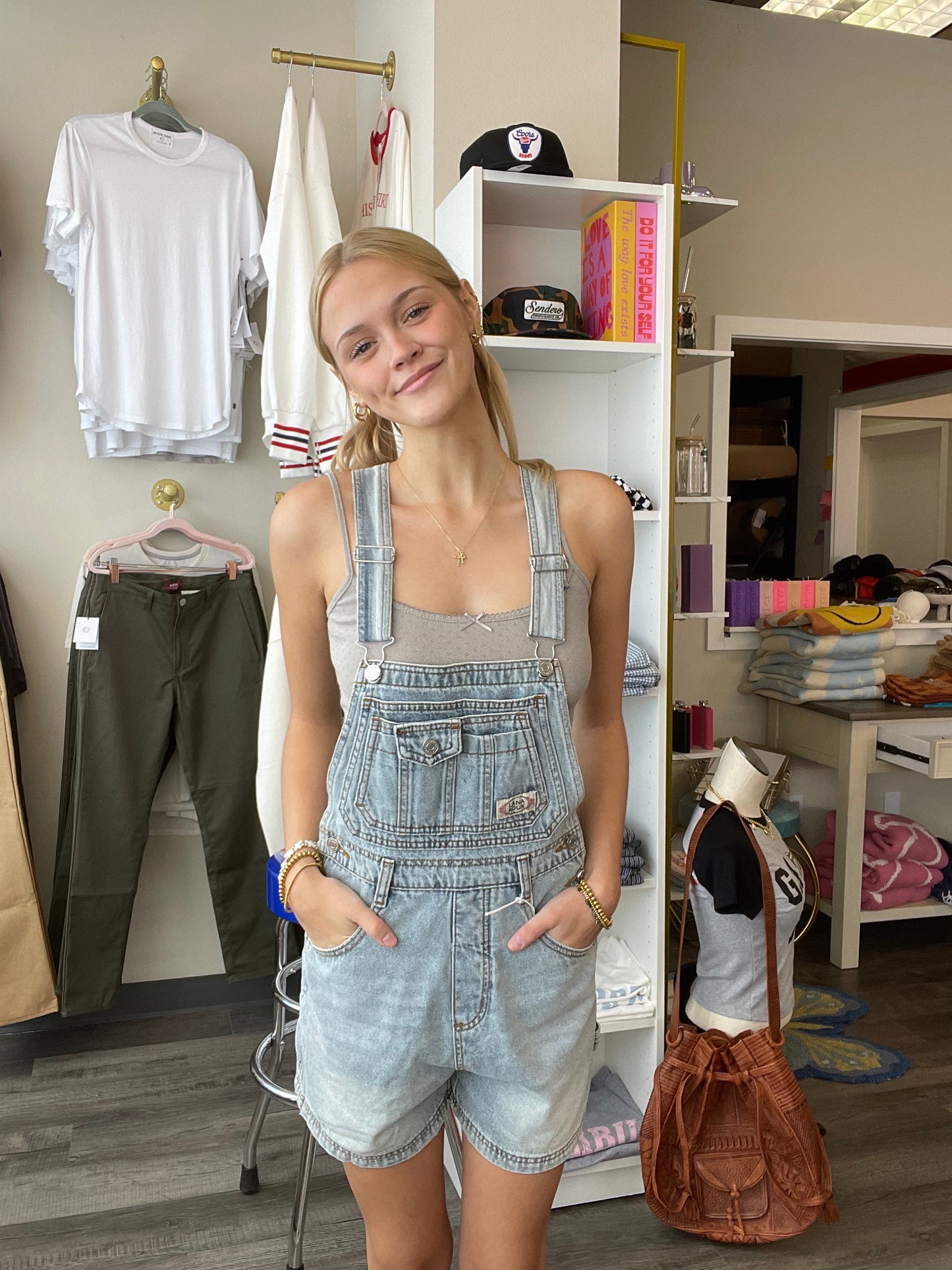 Light Denim Short Overalls