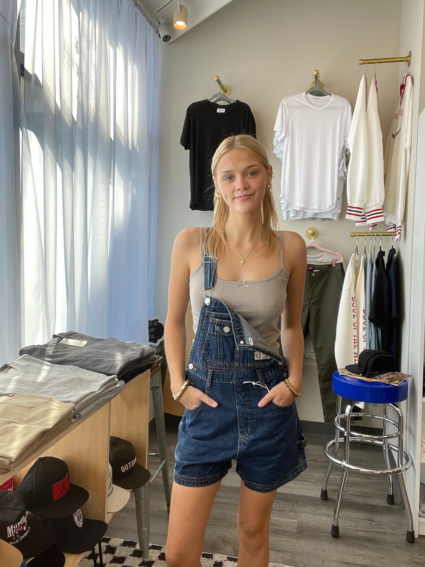 Dark Wash Overalls Shorts