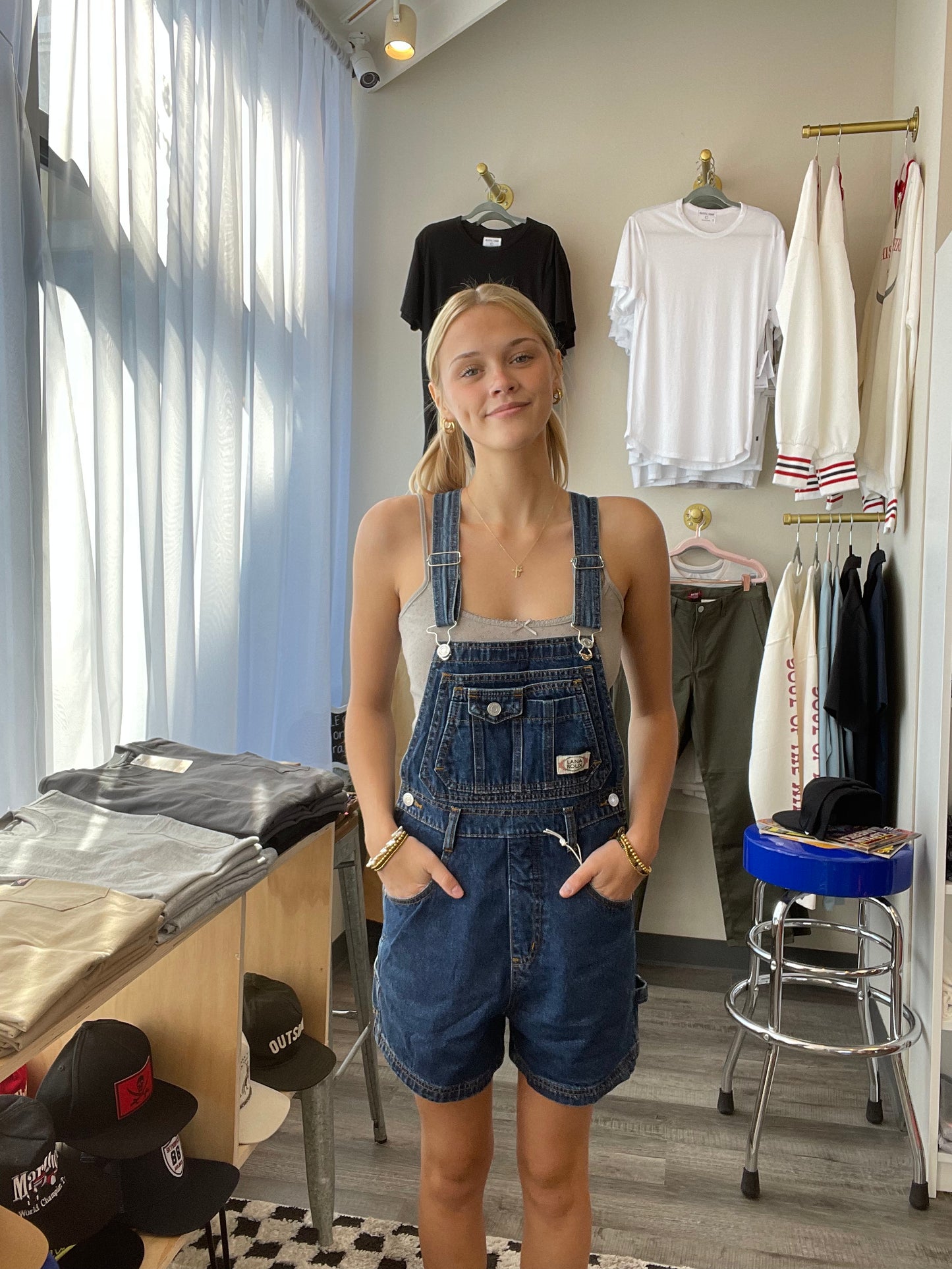 Dark Wash Overalls Shorts