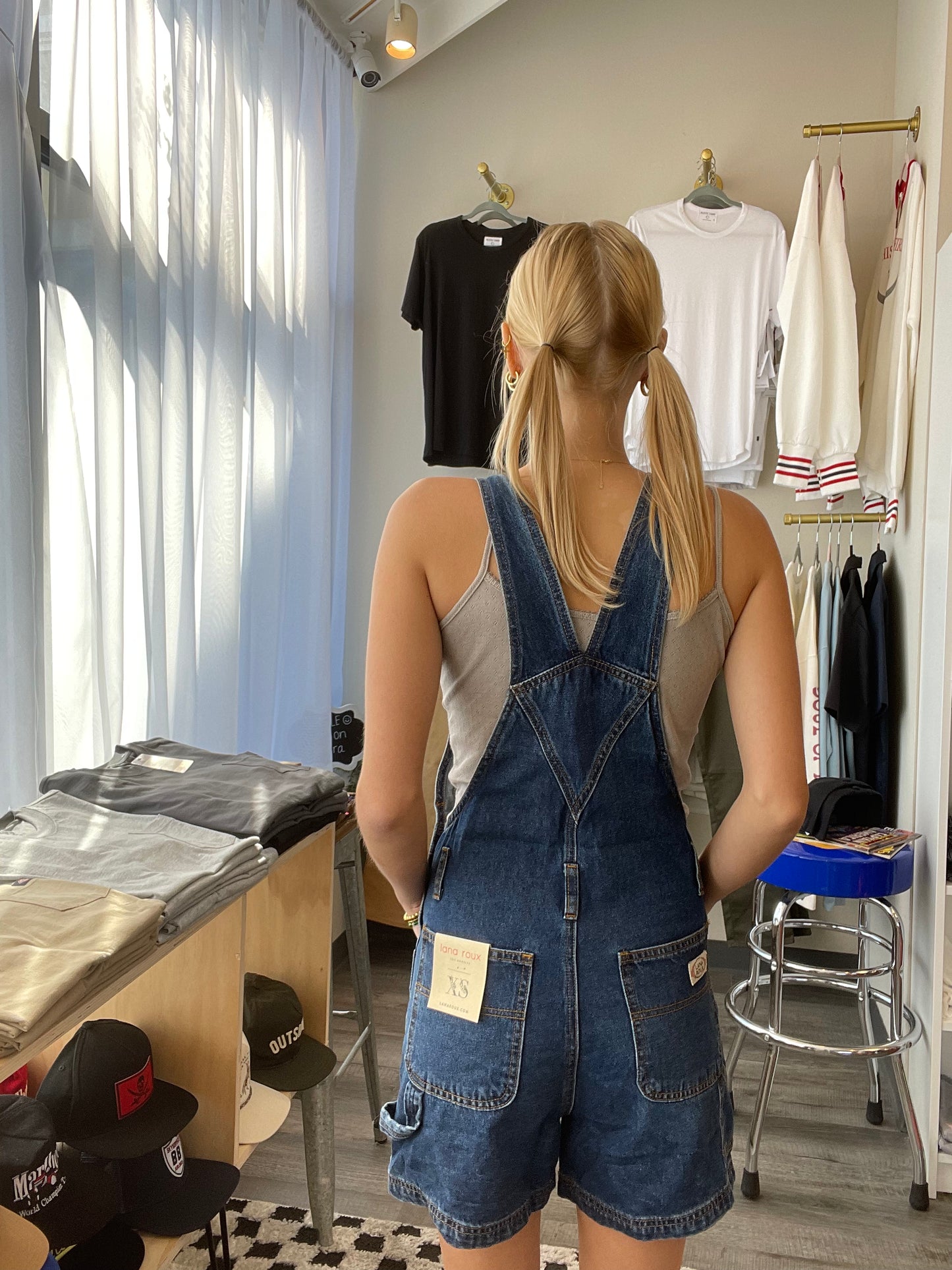 Dark Wash Overalls Shorts