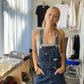 Dark Wash Overalls Shorts