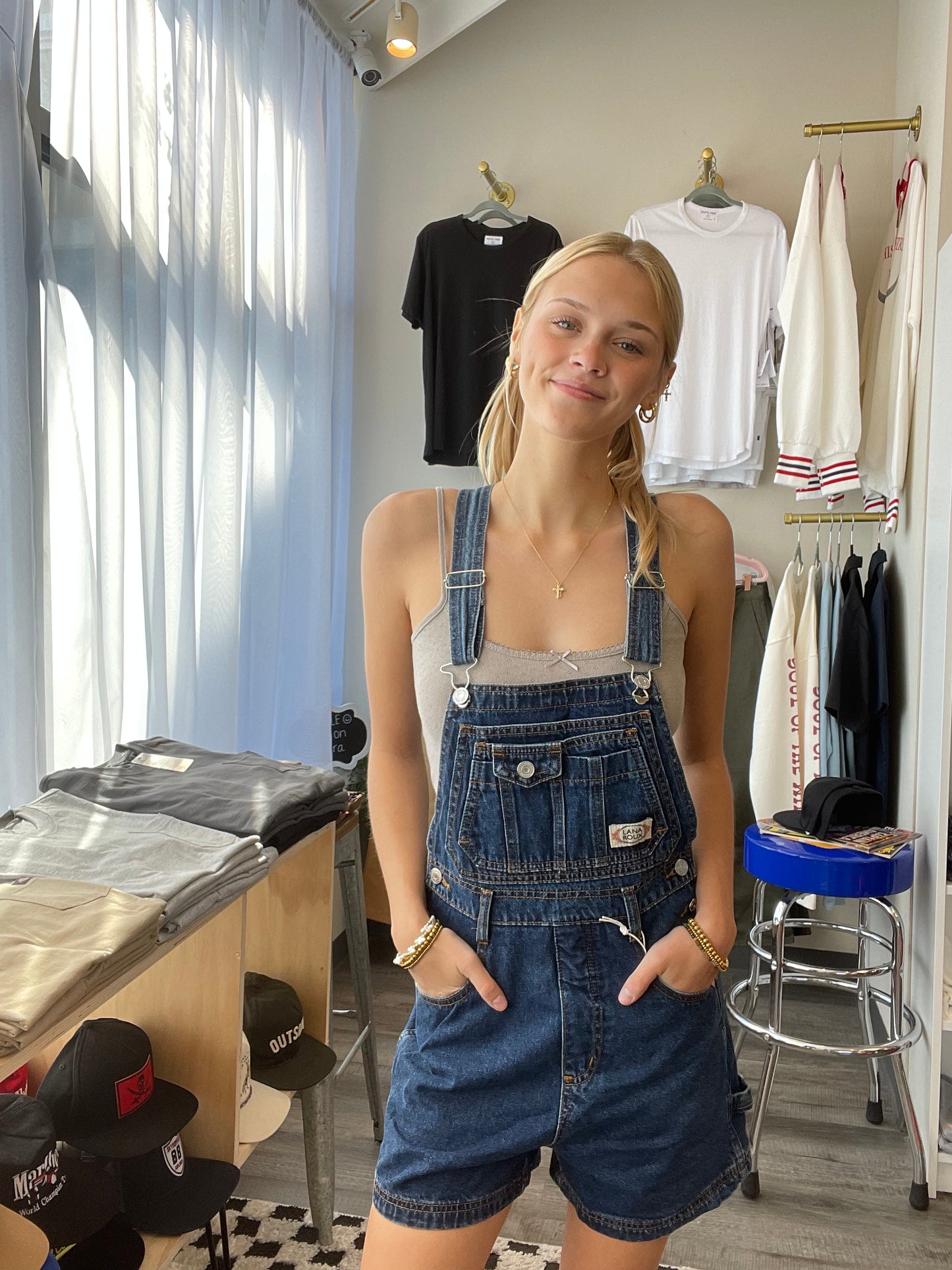 Dark Wash Overalls Shorts