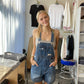 Medium Wash Overalls Shorts