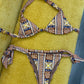 Brown and Blue Pattern Bikini