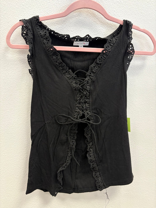 Black Front Tie Ruffle Cami