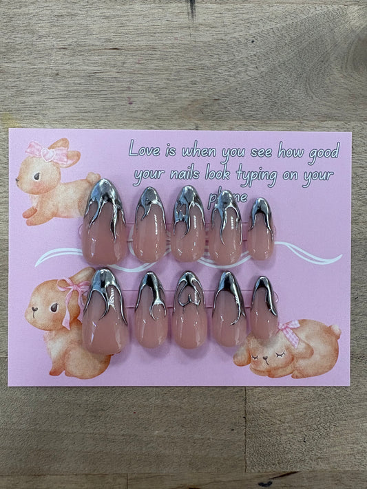 Silver Flame Nails
