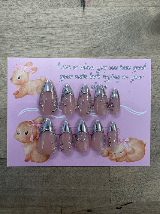 Silver Detailed Nails