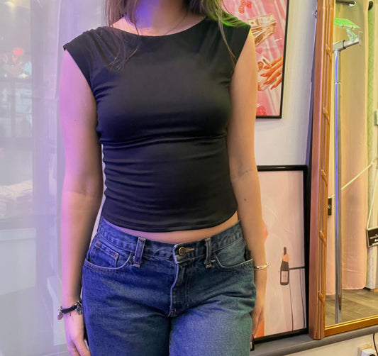 Short Sleeve Open Back Seamless