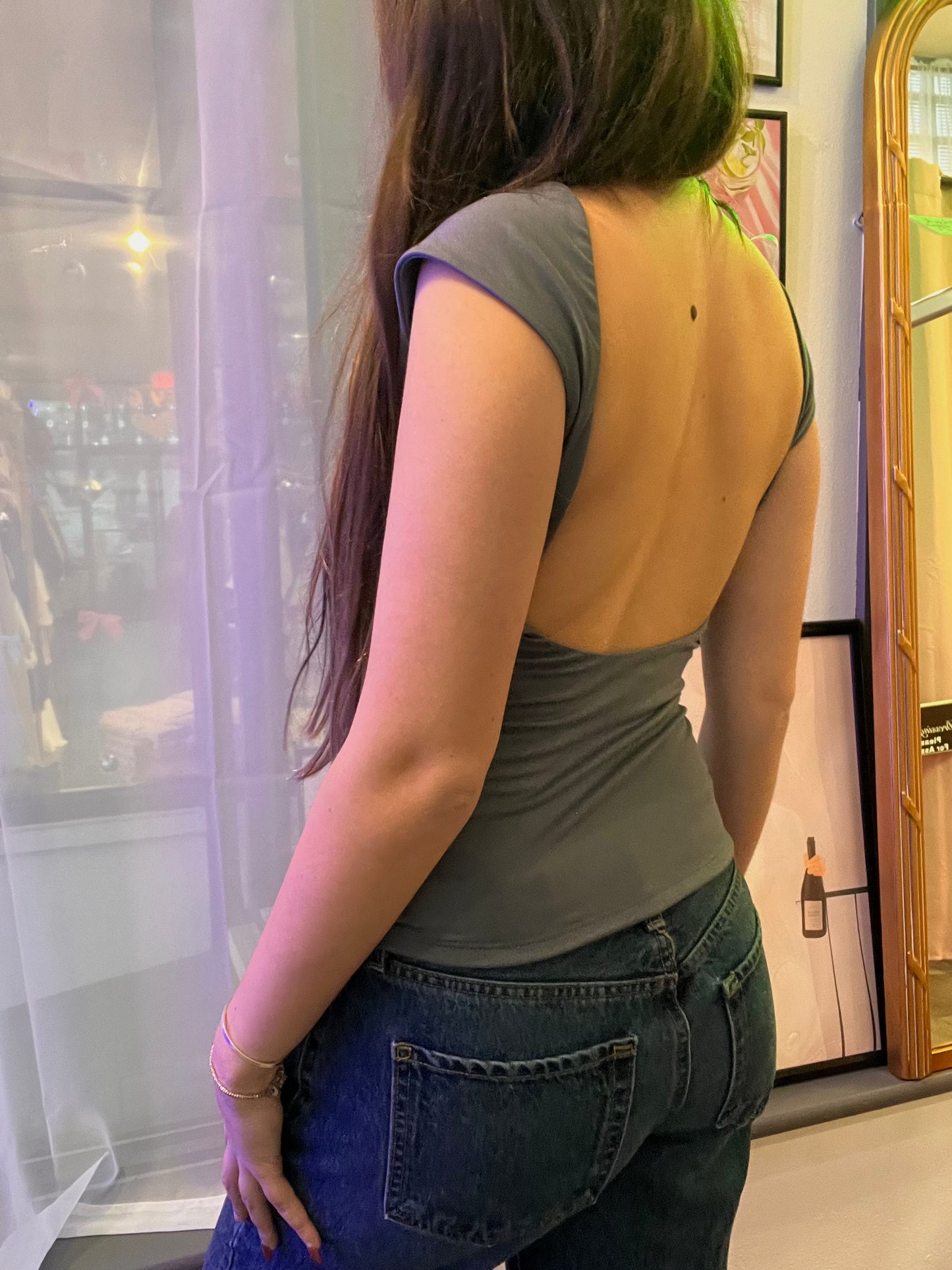 Short Sleeve Open Back Seamless