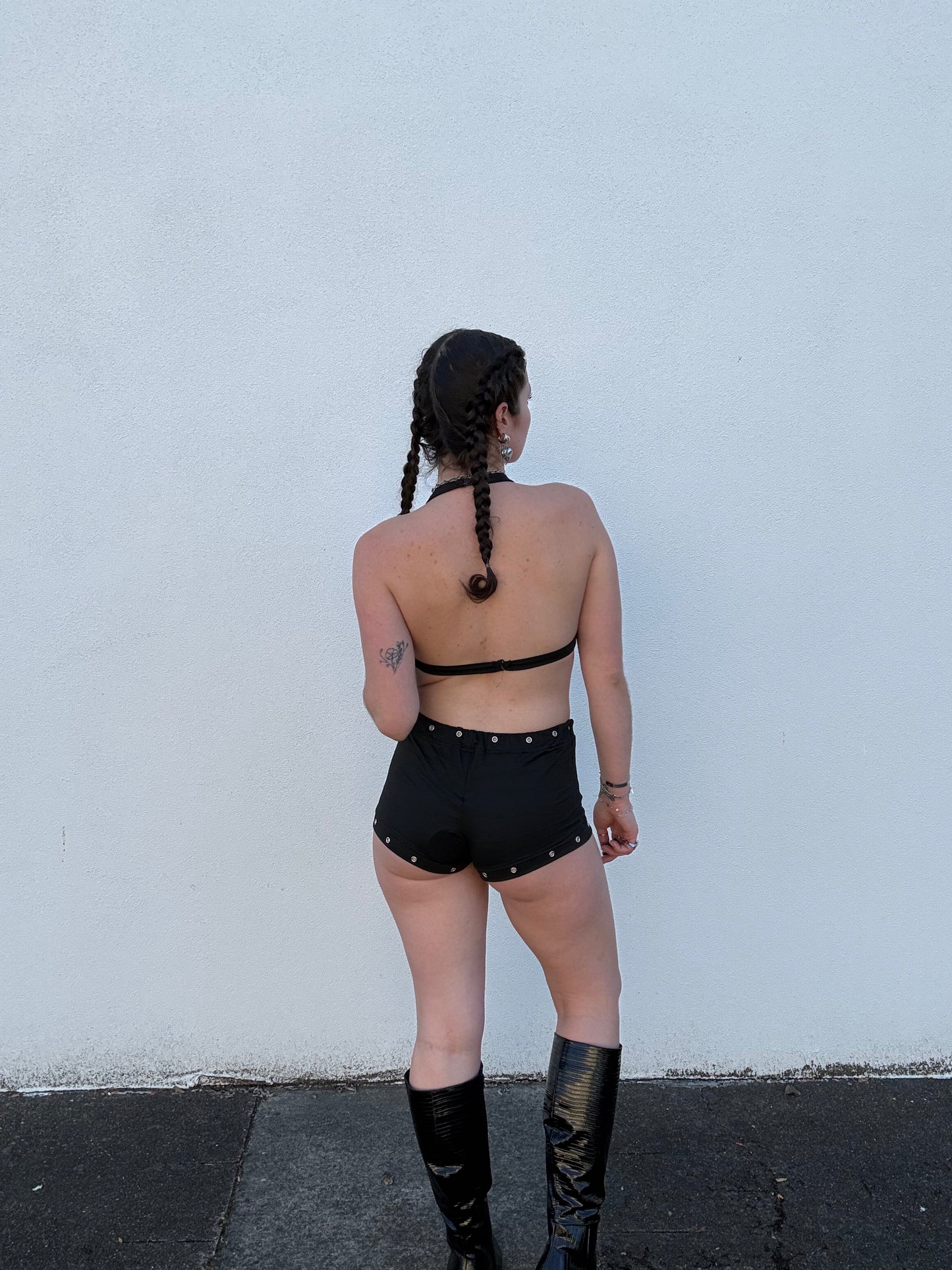 Black Cross Booty Shorts