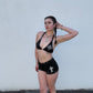 Black Cross Booty Shorts