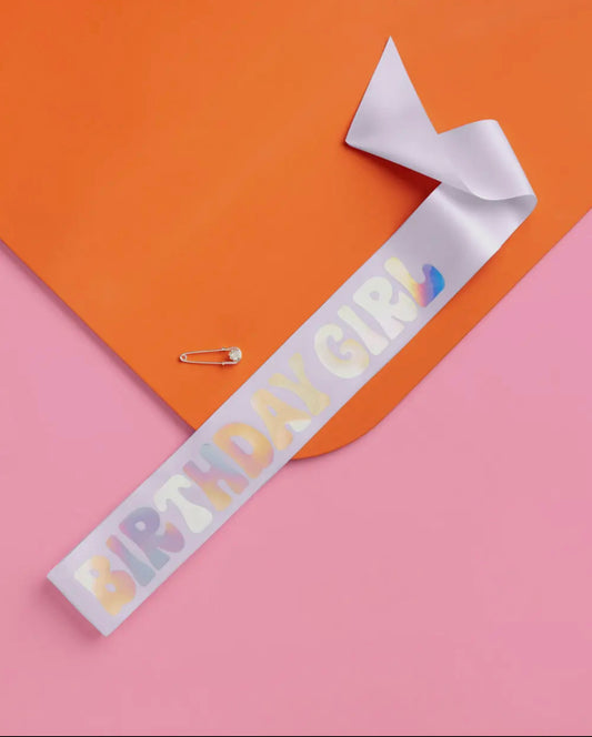 White Birthday Girl Sash