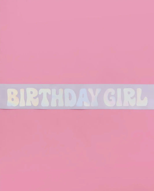 White Birthday Girl Sash