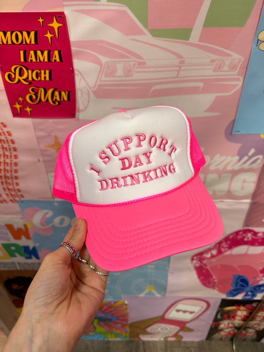 I Support Day Drinking: Neon Pink/Pink