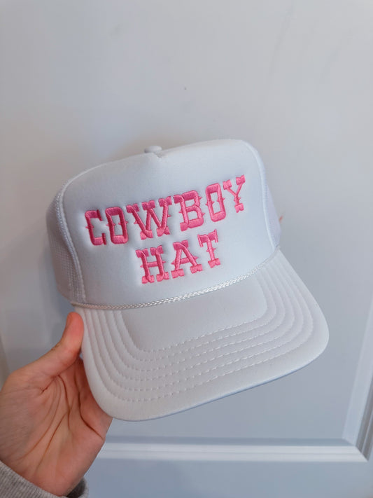 White Cowboy Hat Trucker Hat