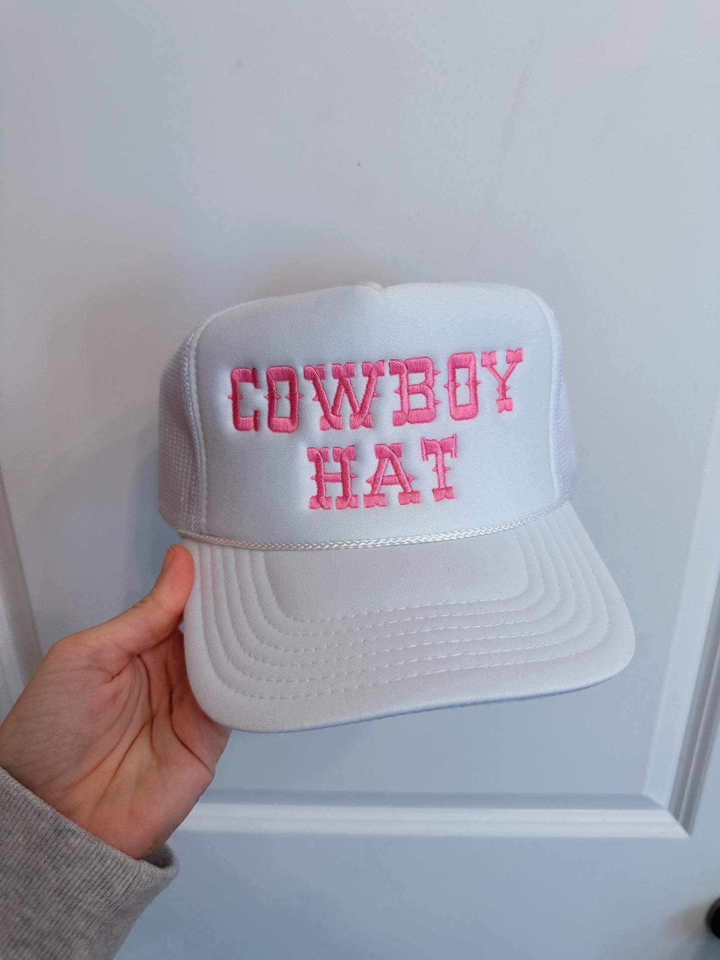 White Cowboy Hat Trucker Hat