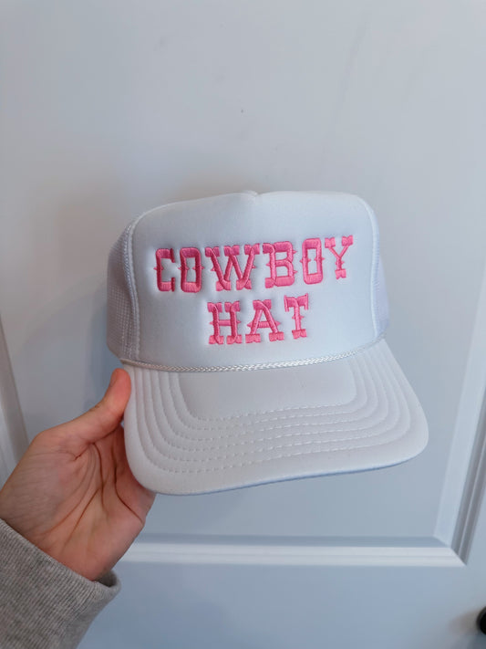 White Cowboy Hat Trucker Hat