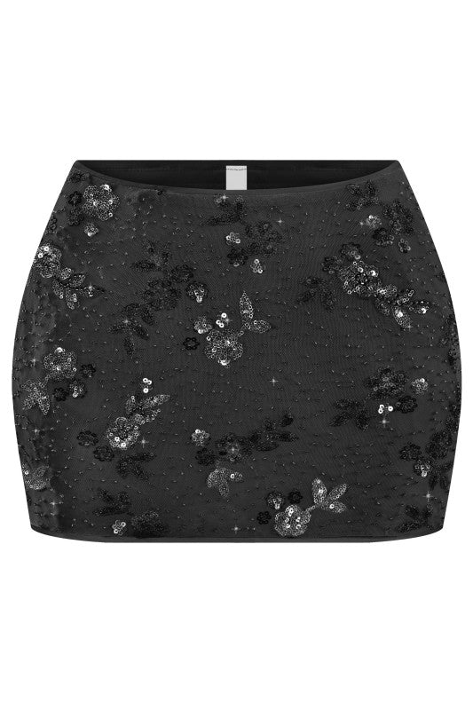 Low Waisted Embellished Mini Skirt