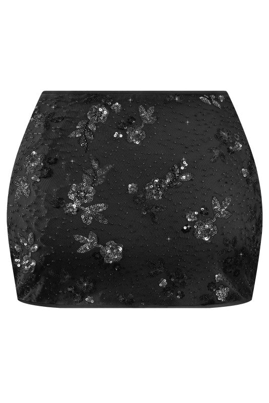 Low Waisted Embellished Mini Skirt