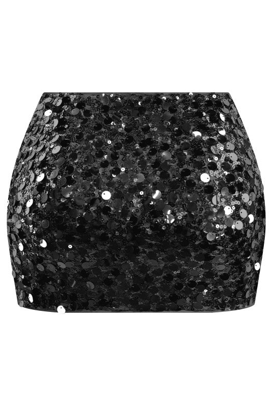 Low Waisted Sequin Micro Mini Skirt